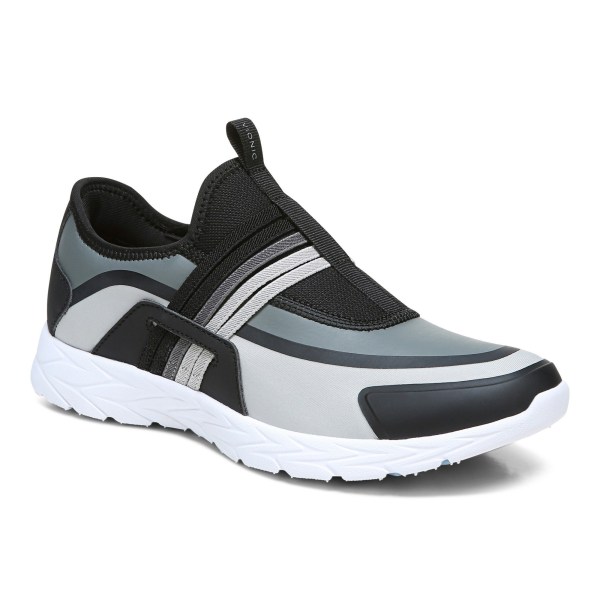 Vionic Trainers Ireland - Vayda Slip On Sneaker Black Grey - Womens Shoes Ireland | DJPAH-5176